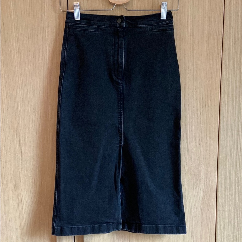 Black Denim Midi Skirt